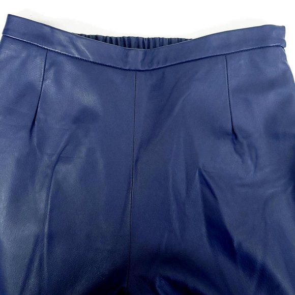 Navy Blue Leather Pants Terry Lewis Classic Luxuries NWT - Picture 7 of 12